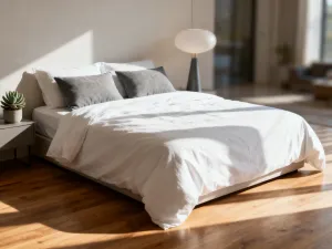 Elegancko nakryty stół z kwiatami, zastawą i kryształowymi kieliszkami, tworzący przytulną atmosferę na uroczystą kolację.