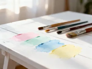 Nowoczesna kuchnia z marmurową wyspą, drewnianymi szafkami i jasną kolorystyką, utrzymana w eleganckim, minimalistycznym stylu.