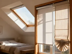 Złożony koc obciążeniowy na łóżku w przytulnej sypialni, ukazujący wysoką jakość materiału i spokojną atmosferę.